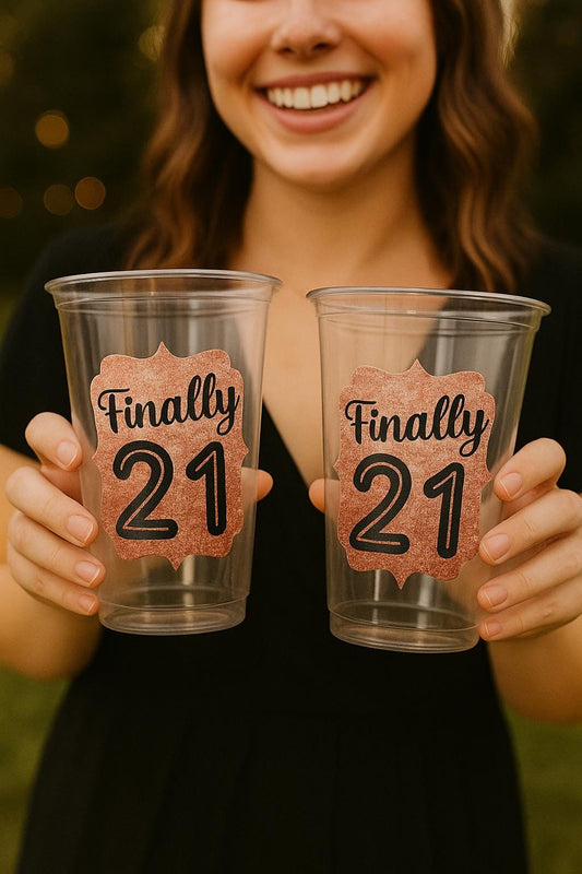 21st PARTY CUPS -21st Birthday Party 21st Party Decorations 21st Party Favors 21st Birthday 21 Birthday Party 21st Party Supplies Finally 21