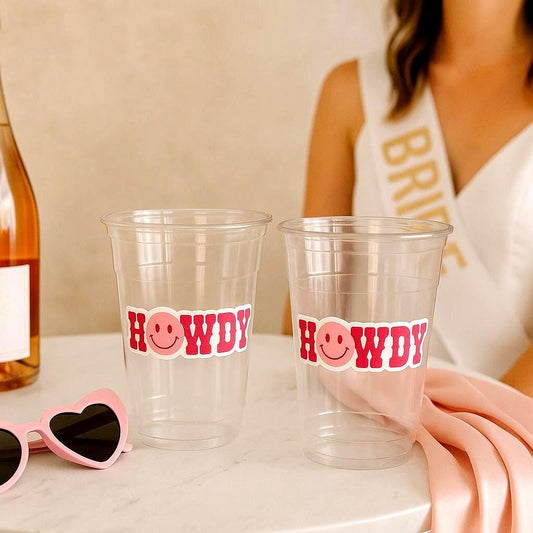 COWGIRL PARTY CUPS, Howdy Cowgirl Cups Cowgirl Party Decorations Cowgirl Bachelorette Party Cowgirl Hat Birthday Rodeo Party Cups Happy Face