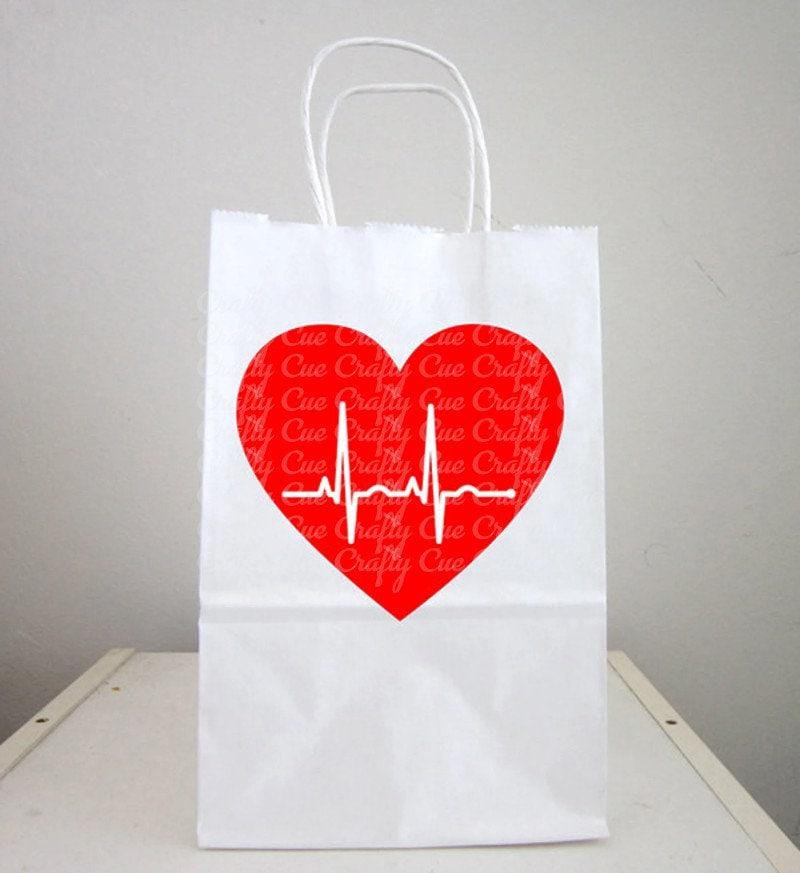 Nurse Goody Bags, Heart With Pulse Bags, Nurse Birthday, Nurse Graduation, Nursing School, Nurse Party Favor Bags, Doctor's Party Favor Bags