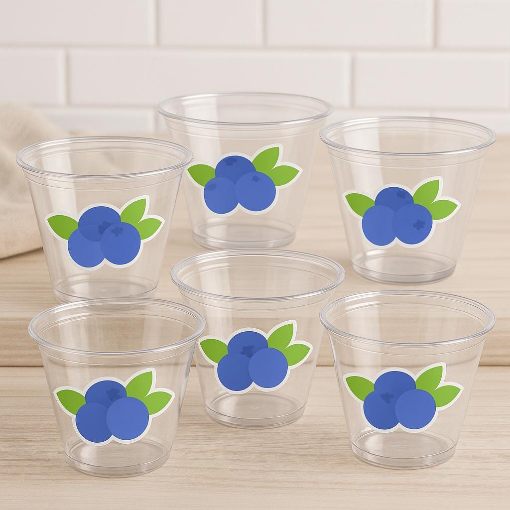 BLUEBERRY PARTY CUPS Blueberry Birthday Cups Blueberry Cups First Birthday Blueberry One Party Decorations Blueberry Party Favors Supplies