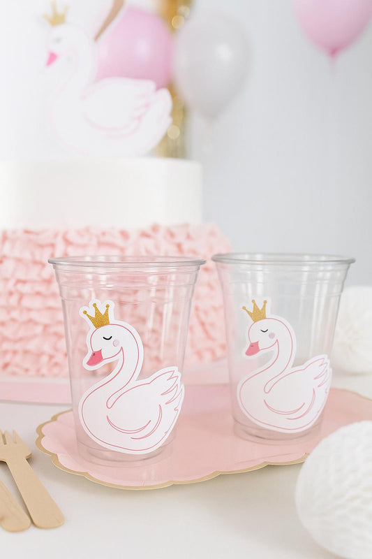 SWAN PARTY CUPS, Swan Cups, Swan Baby Shower Cups, Princess Swan Baby Shower, Swan Birthday Cups, Swan Party Favors, Swan Party Decorations