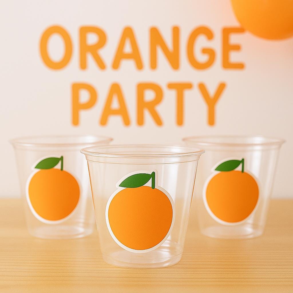ORANGE PARTY CUPS - Orange Baby Shower Cups A Little Is On The Way Orange Baby Shower Decorations Orange Baby Shower Favors Little Oranges