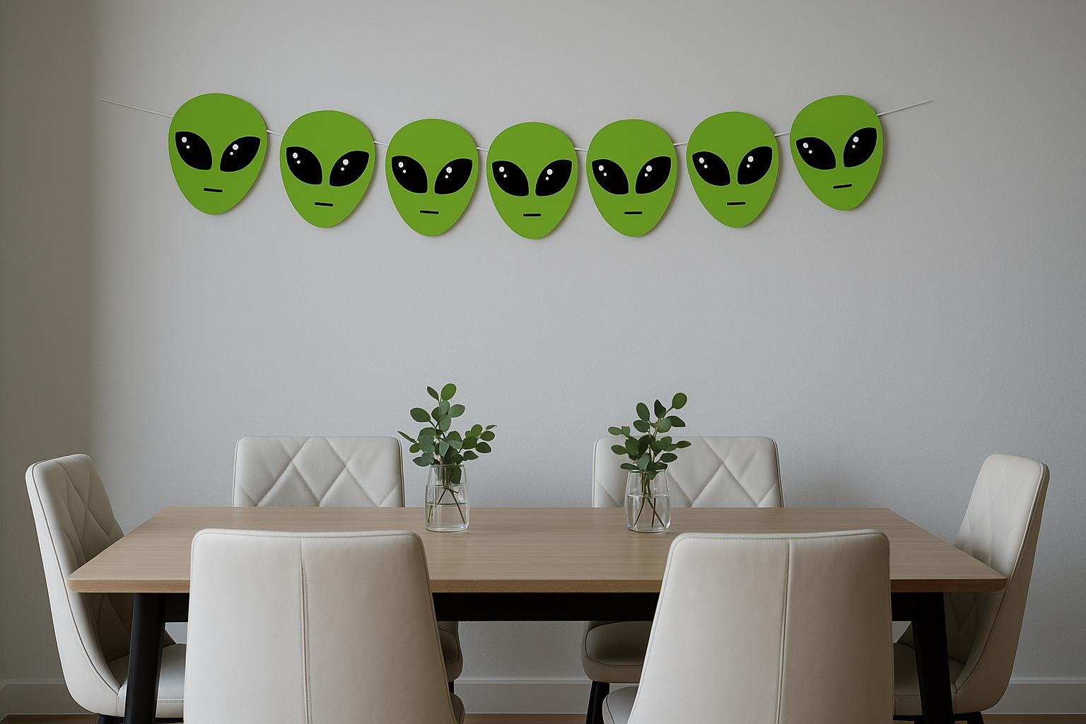Alien Head Garland, Alien Head Banner, Alien Face Garland, Alien Face Banner, UFO Birthday, Alien Birthday, Alien Party, Alien Decorations