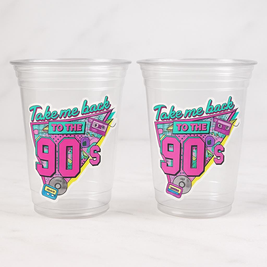 I Love the 90'S PARTY CUPS -90's Birthday Cups 90's Party Cups 90's Decorations 90's Birthday Party 90's Birthday Party Decorations 90s 90's