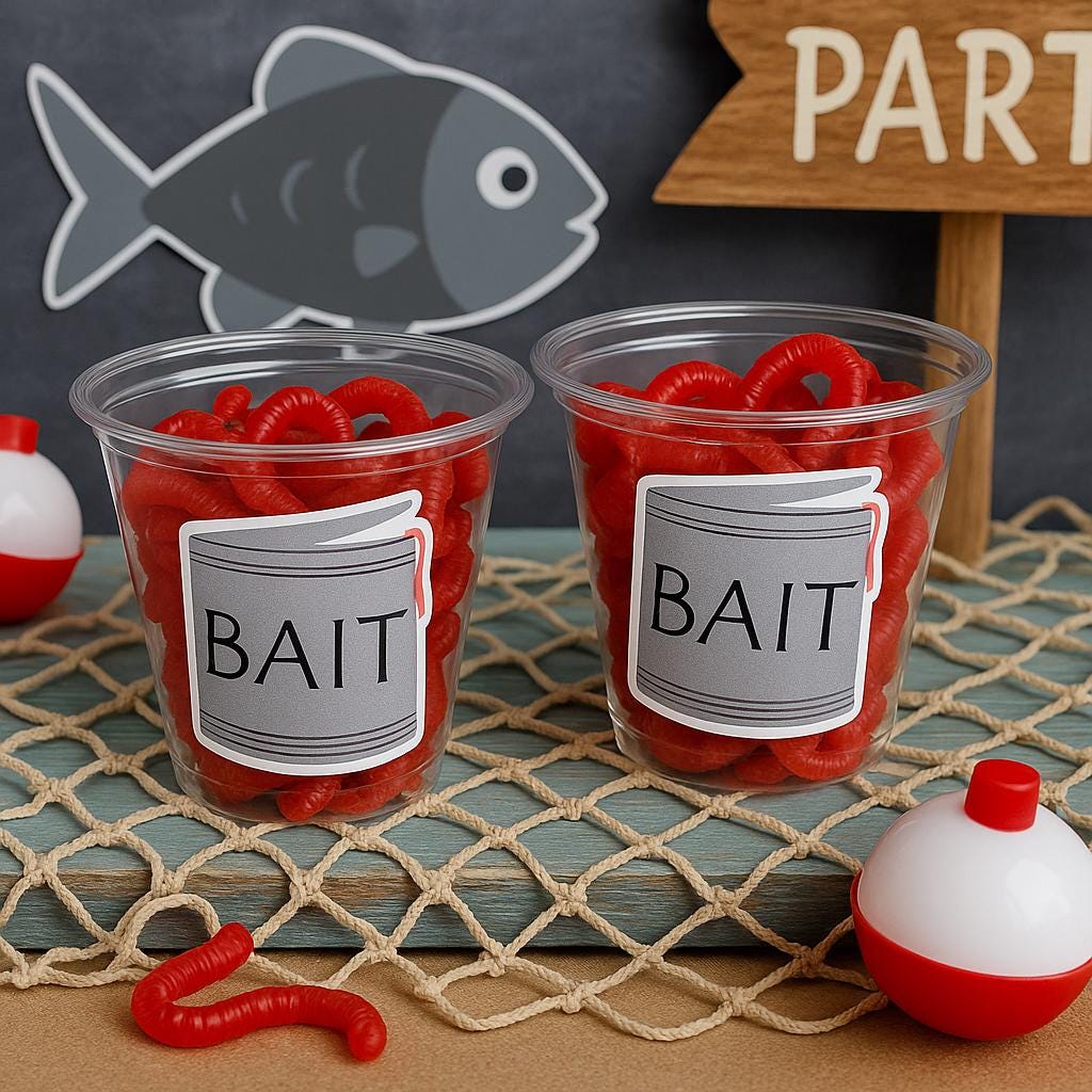 FISHING PARTY CUPS - Gone Fishing Party Fishing Party Favors Fishing Bobber Decorations Fishing Birthday Fishing Party Bait Bobber Fish Cups