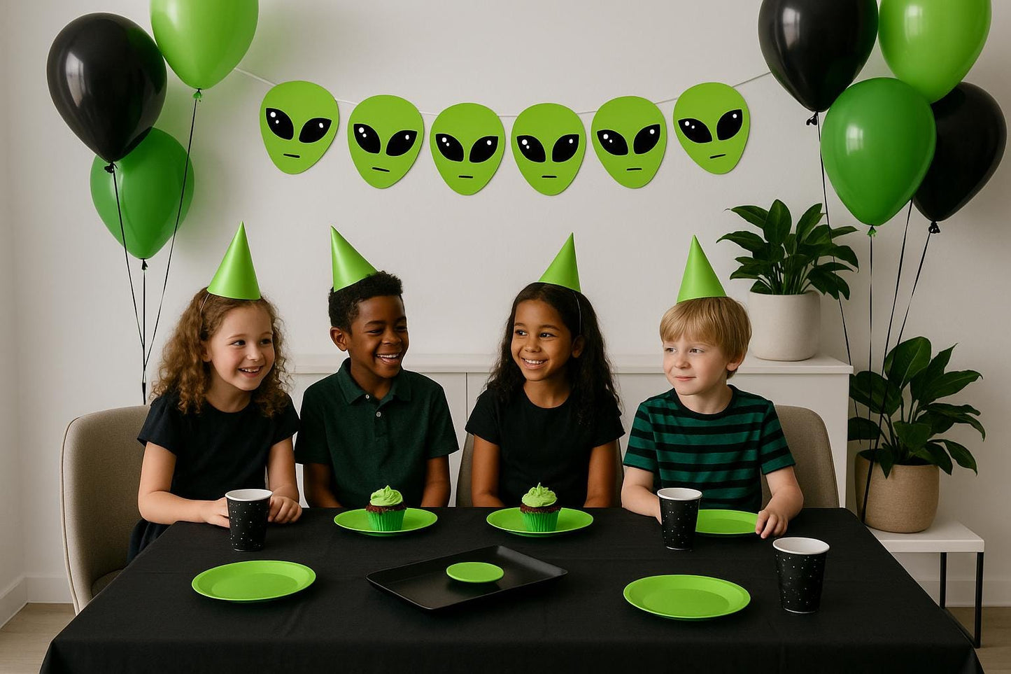 Alien Head Garland, Alien Head Banner, Alien Face Garland, Alien Face Banner, UFO Birthday, Alien Birthday, Alien Party, Alien Decorations