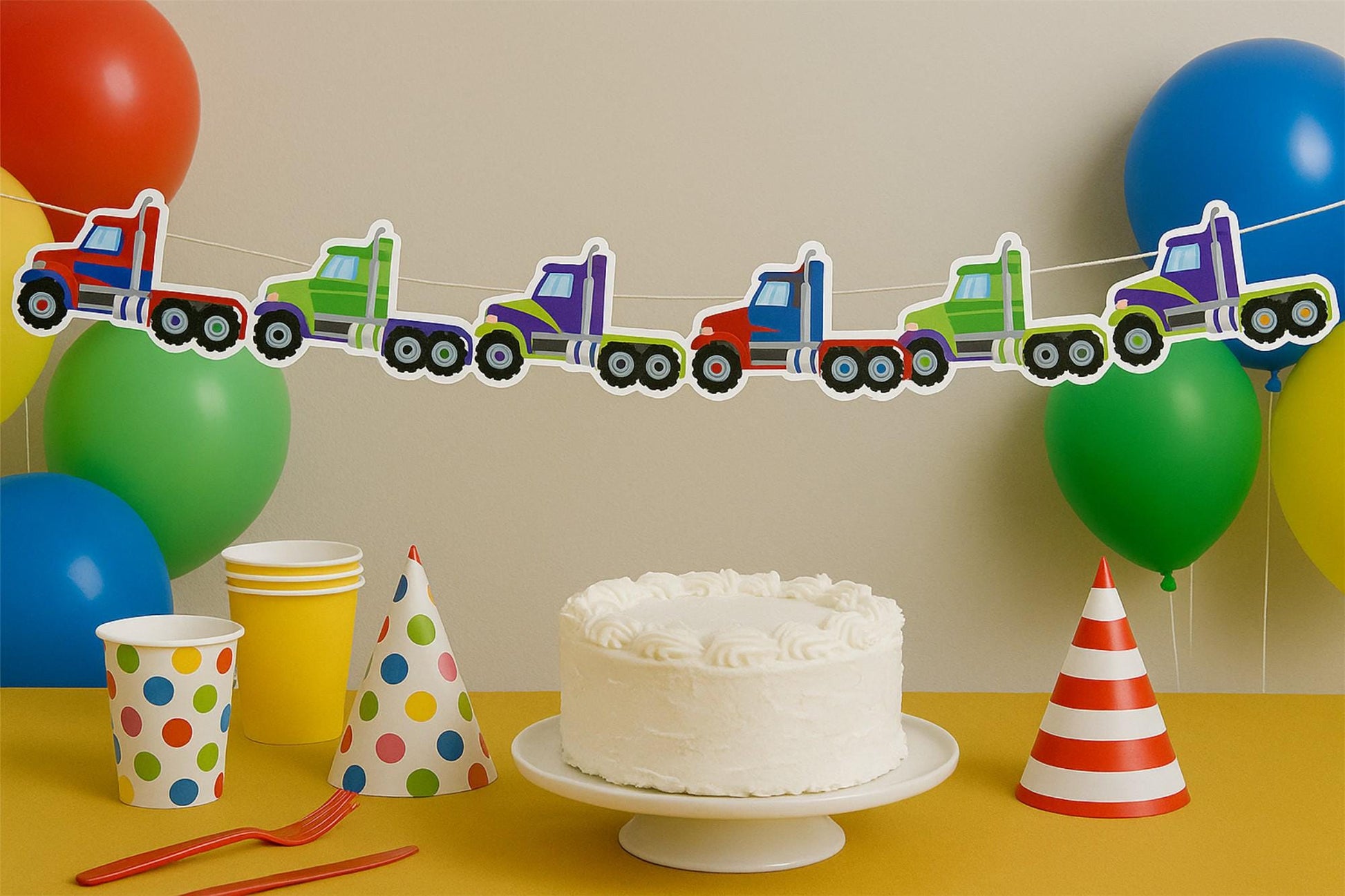 Semi Truck Garland, Semi Truck Banner, Semi Truck Party Banner, Semi Truck Party Decorations, Semi Truck Party Sign