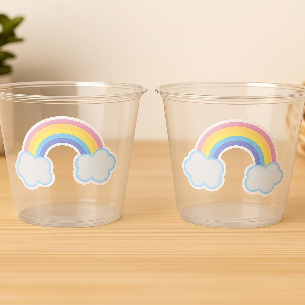 RAINBOW PARTY CUPS - Rainbow Cups Rainbow Decorations Rainbow Birthday Rainbow Party Rainbow Party Favors Rainbow Baby Shower Pastel Rainbow