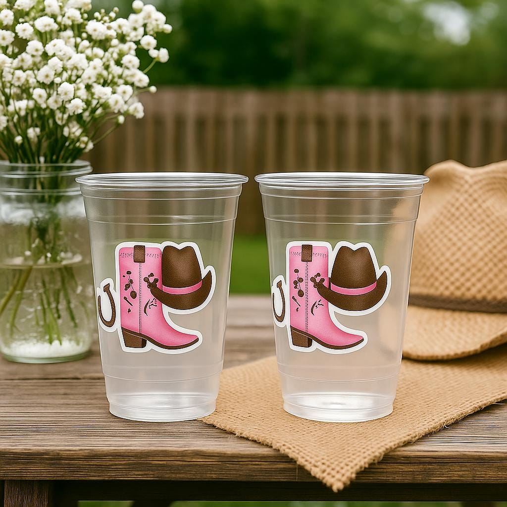 COWGIRL PARTY CUPS - Cowgirl Cups Cowgirl Party Decorations Cowgirl Baby Shower Decorations Baby Sprinkle Cowgirl Boots Birthday Decor Favor