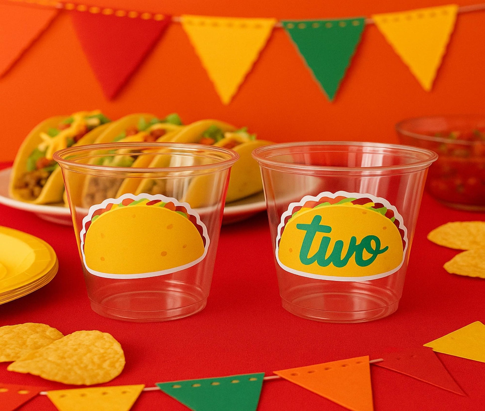 TACO PARTY CUPS - Taco Cups Taco Tuesday Cups Taco Party Taco Birthday Fiesta Party Decorations Cinco De Mayo Taco Twosday Party Taco Favors