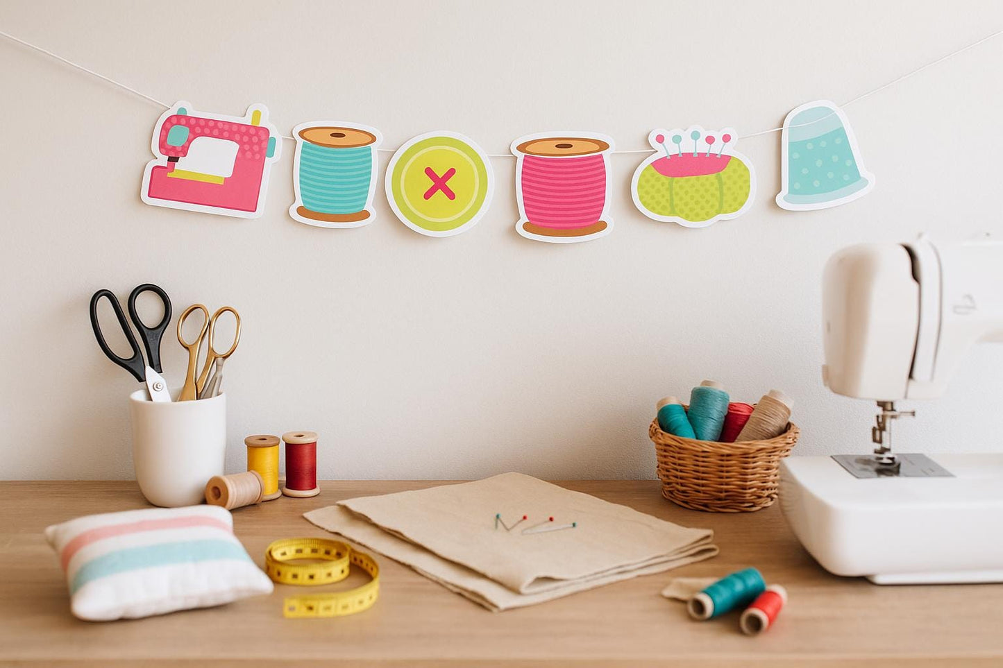 SEWING PARTY GARLAND Sewing Party Banner Sewing Party Decorations