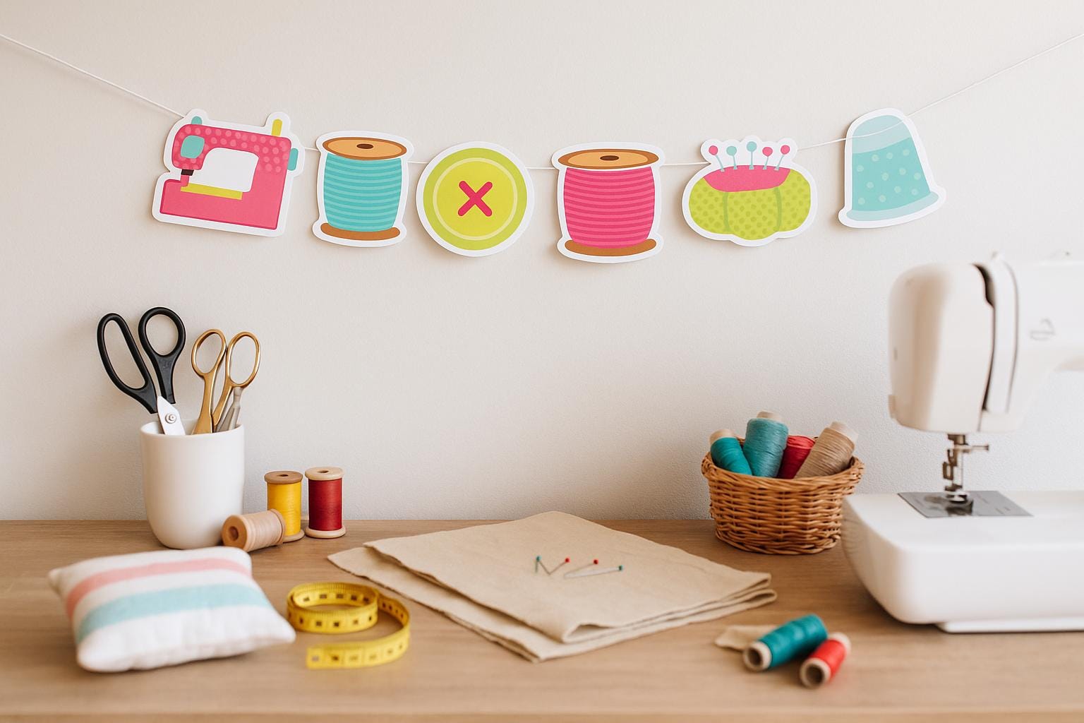 SEWING PARTY GARLAND Sewing Party Banner Sewing Party Decorations