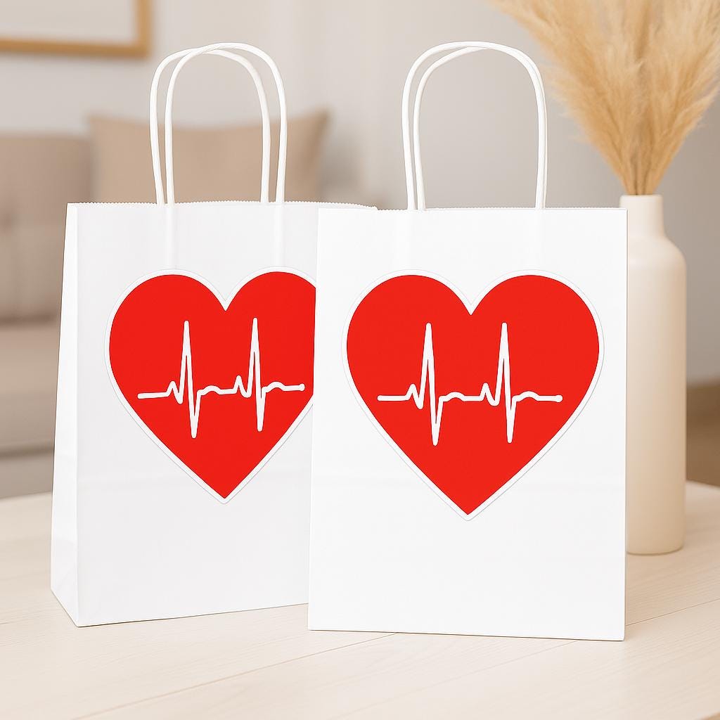 Nurse Goody Bags, Heart With Pulse Bags, Nurse Birthday, Nurse Graduation, Nursing School, Nurse Party Favor Bags, Doctor's Party Favor Bags