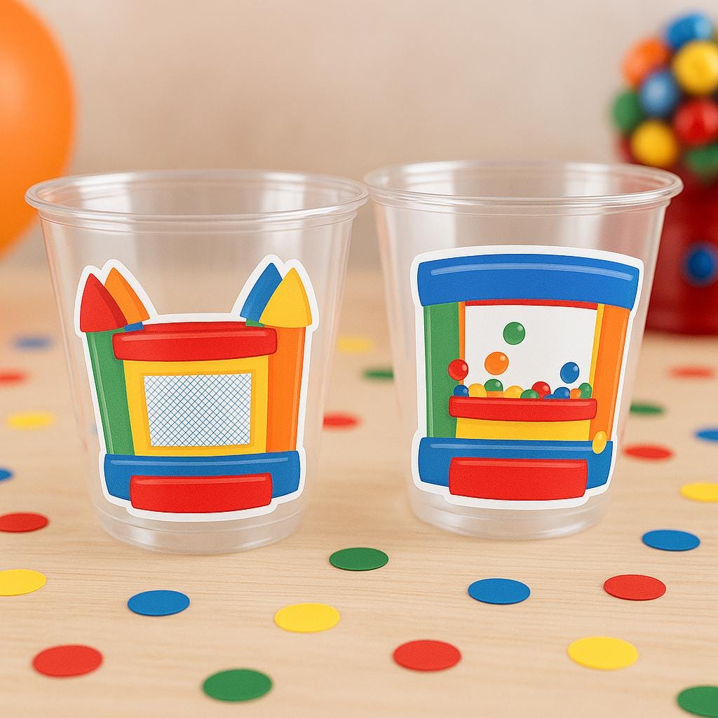 BOUNCE HOUSE PARTY Cups - Bouncy House Party Cups Bounce House Cups Bouncy House Birthday Bounce House Birthday Ball Pit Party Favors