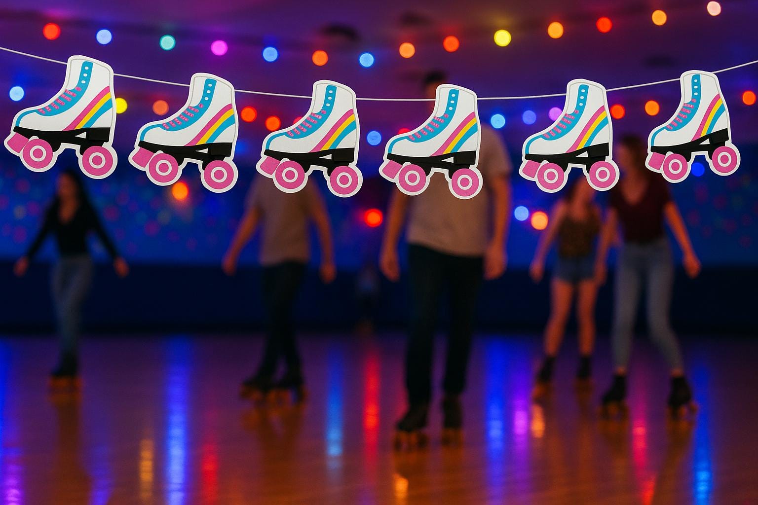 Roller Skate Garland, Roller Skate Banner, Roller Skate Party Banner, Roller Skate Decorations, Roller Skate Party Supplies, Roller Skating