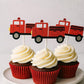 Firetruck Cupcake Toppers Firetruck Birthday Party Firetruck Party Decorations Firetruck Cake Toppers Firetruck Cupcake Picks Fireman Party