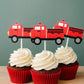 Firetruck Cupcake Toppers Firetruck Birthday Party Firetruck Party Decorations Firetruck Cake Toppers Firetruck Cupcake Picks Fireman Party