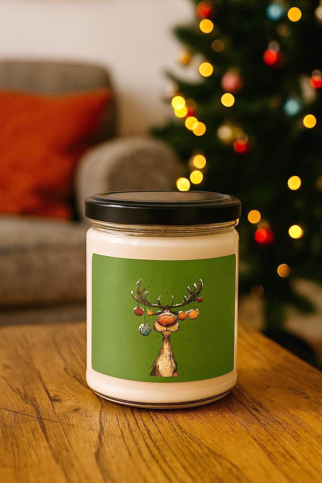 Christmas Reindeer Candle 9oz Soy Scented | Holiday Decor | Christmas Candle | Funny Christmas Gift | Reindeer Candle Gift | Funny Xmas Gift