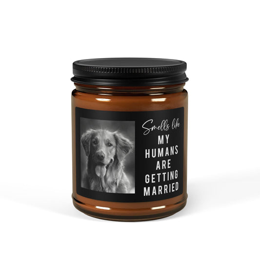 Dog Parents Engagement Gift, Custom Pet Photo, She Said Yes Present, Dog Mom And Dad Bridal Gift, Personalized Amber Jar Candle, Soy Candle