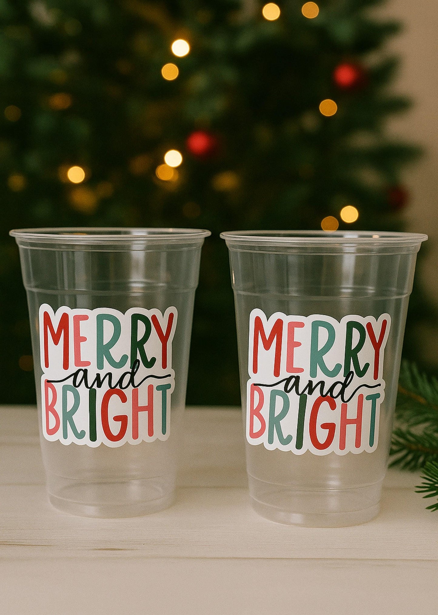 CHRISTMAS PARTY CUPS -Disposable 16oz Party Cups Christmas Party Favors Christmas Gifts Merry Cups and Bright Teachers Gift Gift for Teacher