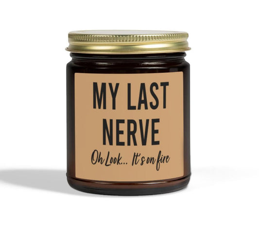 Gifts for Women, Funny Friendship Gift for Best Friend, My Last Nerve Lavender Candle, Birthday Christmas White Elephant Stocking Stuffers