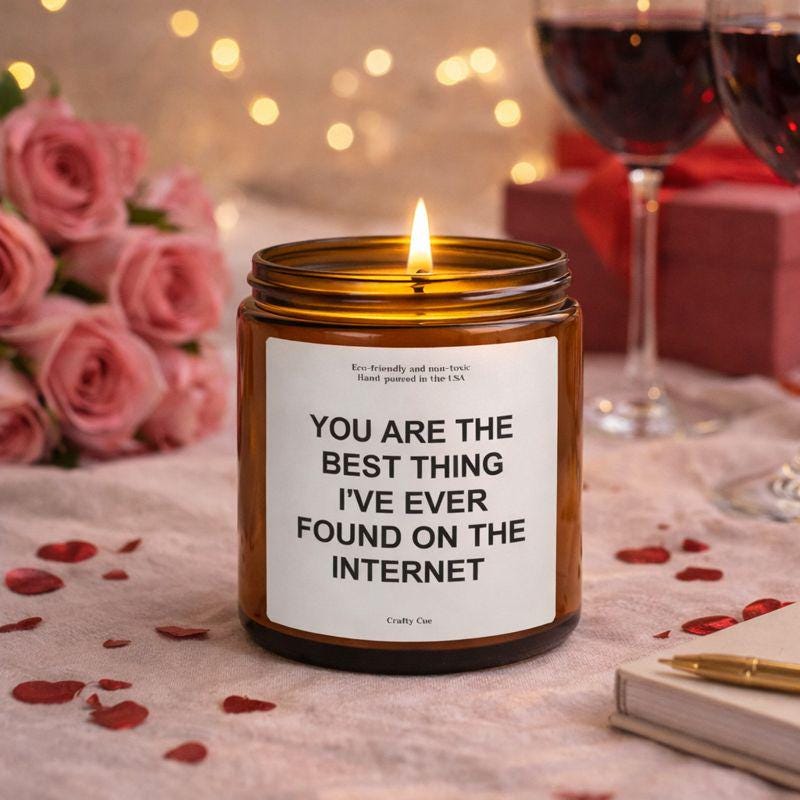 Anniversary Gift for Him, Romantic Gift for Boyfriend, Birthday, Christmas Gift for Men, Couples Home Decor, Found on Internet Funny Candle