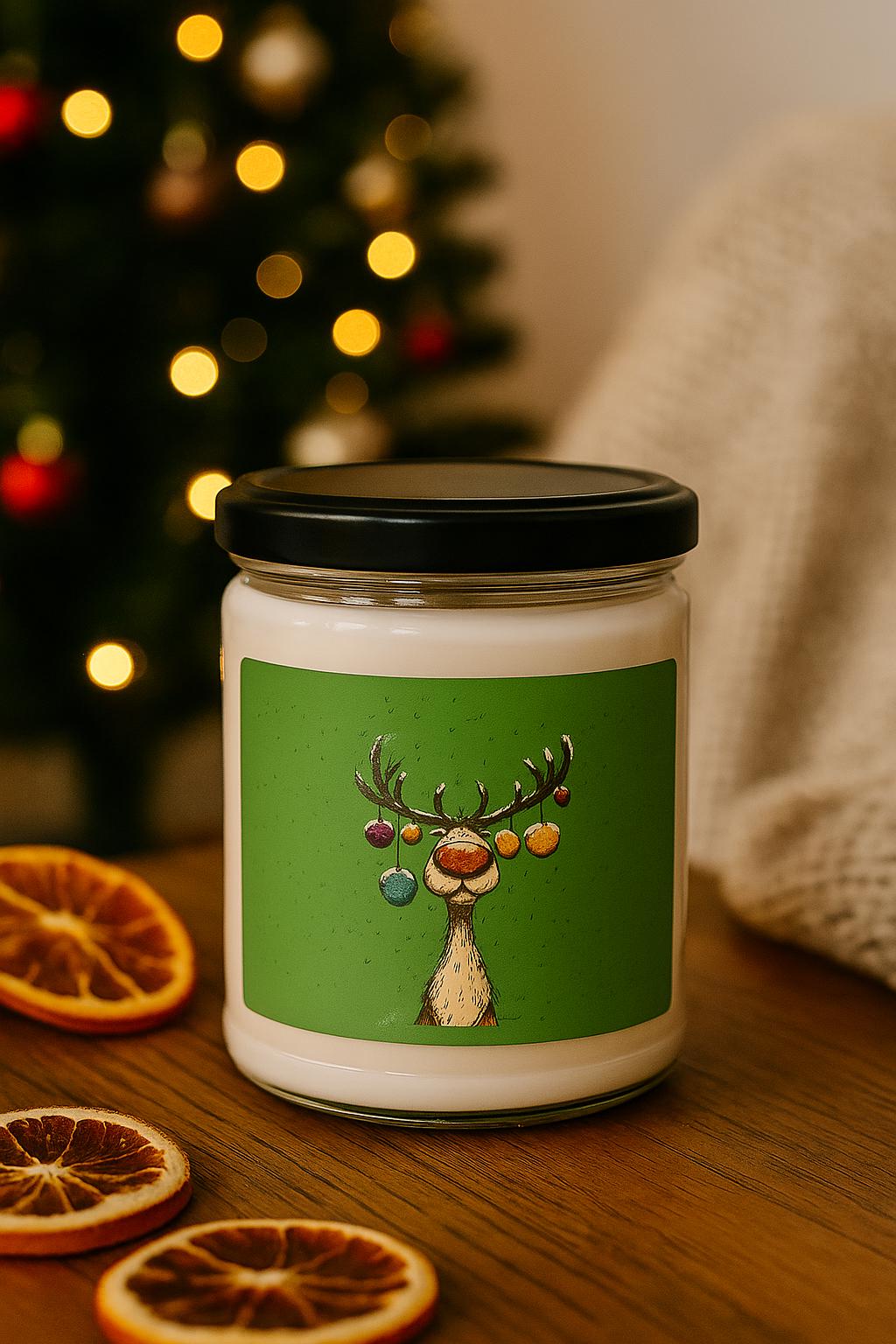 Christmas Reindeer Candle 9oz Soy Scented | Holiday Decor | Christmas Candle | Funny Christmas Gift | Reindeer Candle Gift | Funny Xmas Gift