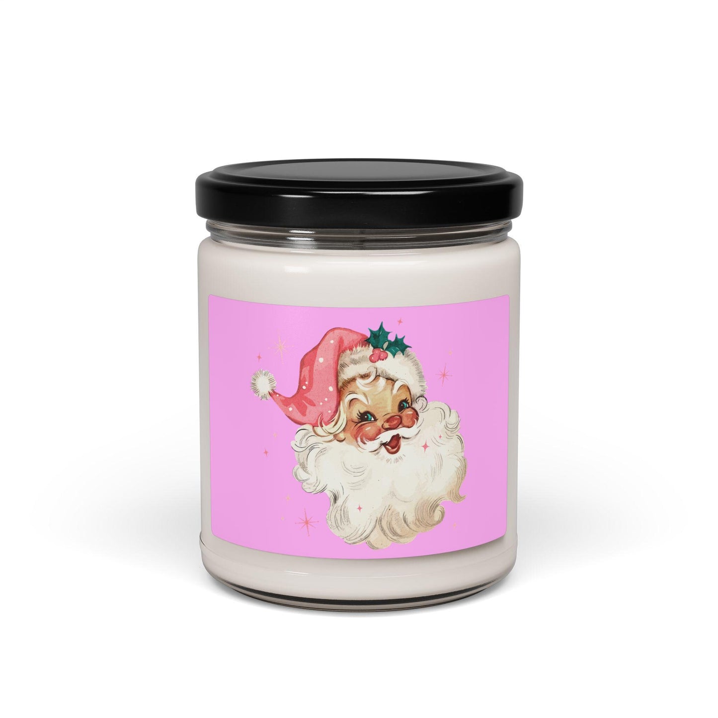 Pink Santa Candle Scented Soy Candle, 9oz | Christmas Holiday Decor | Pink Santa Christmas Candle Gift | Gift for her | Pink Candle