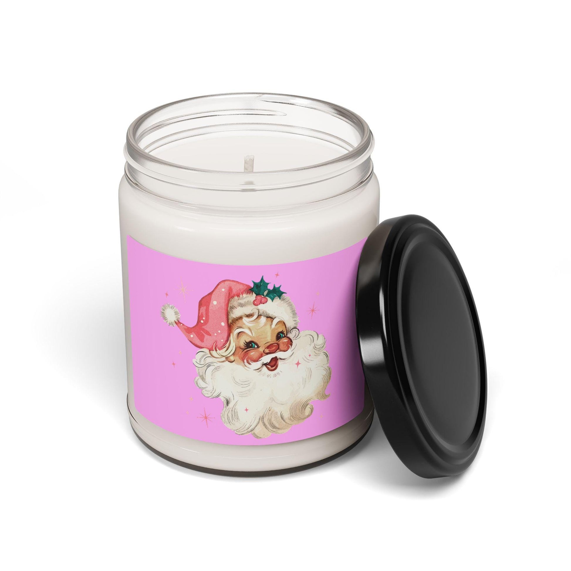 Pink Santa Candle Scented Soy Candle, 9oz | Christmas Holiday Decor | Pink Santa Christmas Candle Gift | Gift for her | Pink Candle