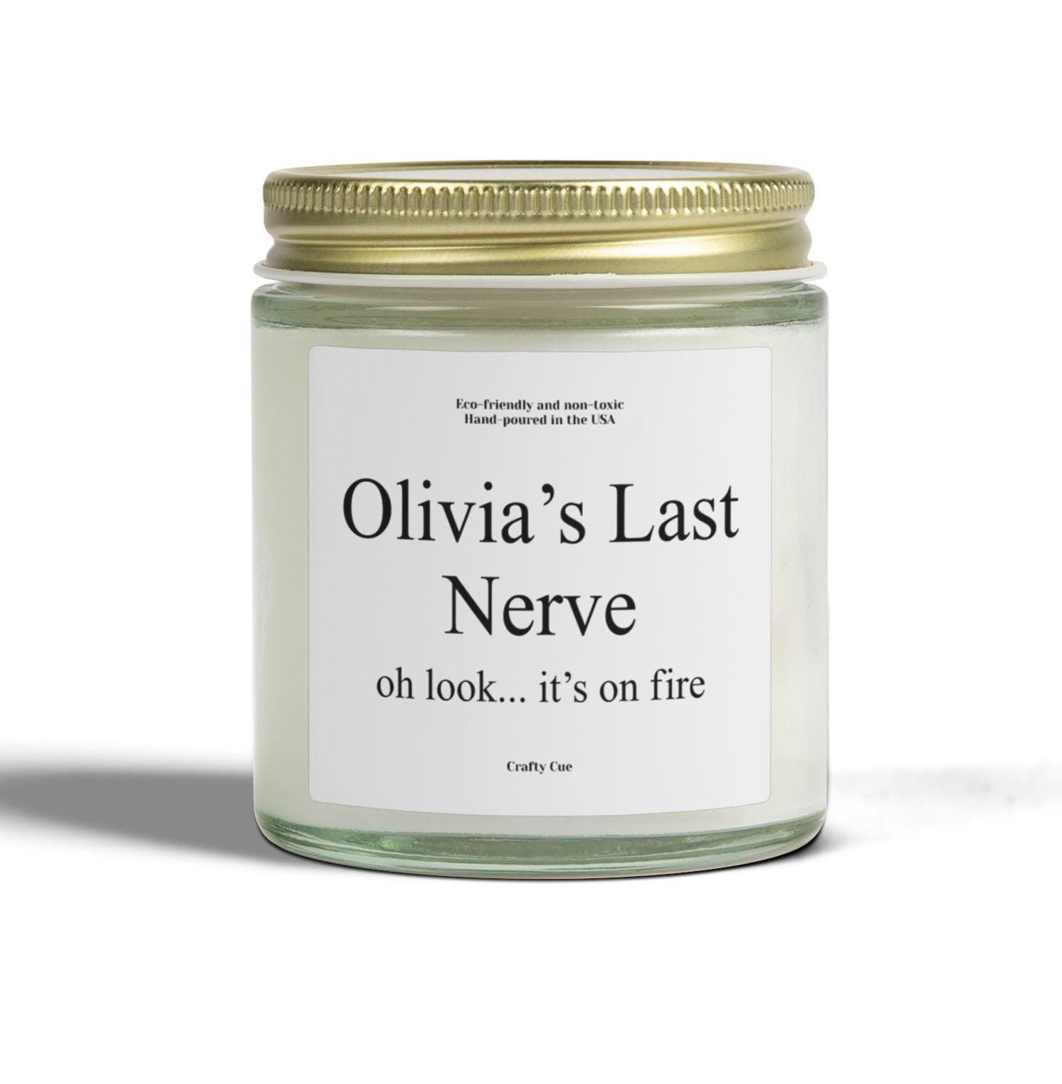 Funny Mom Last Nerve Candle, Personalized Name Candle Gift for Her, Custom Birthday or Christmas Gift, Sarcastic Home Decor, Unique Gag Gift
