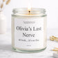Funny Mom Last Nerve Candle, Personalized Name Candle Gift for Her, Custom Birthday or Christmas Gift, Sarcastic Home Decor, Unique Gag Gift