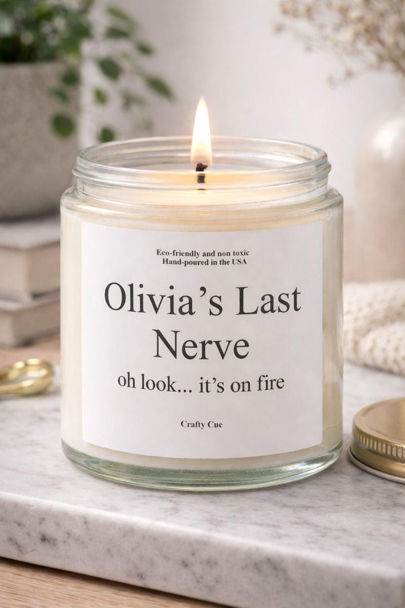 Funny Mom Last Nerve Candle, Personalized Name Candle Gift for Her, Custom Birthday or Christmas Gift, Sarcastic Home Decor, Unique Gag Gift