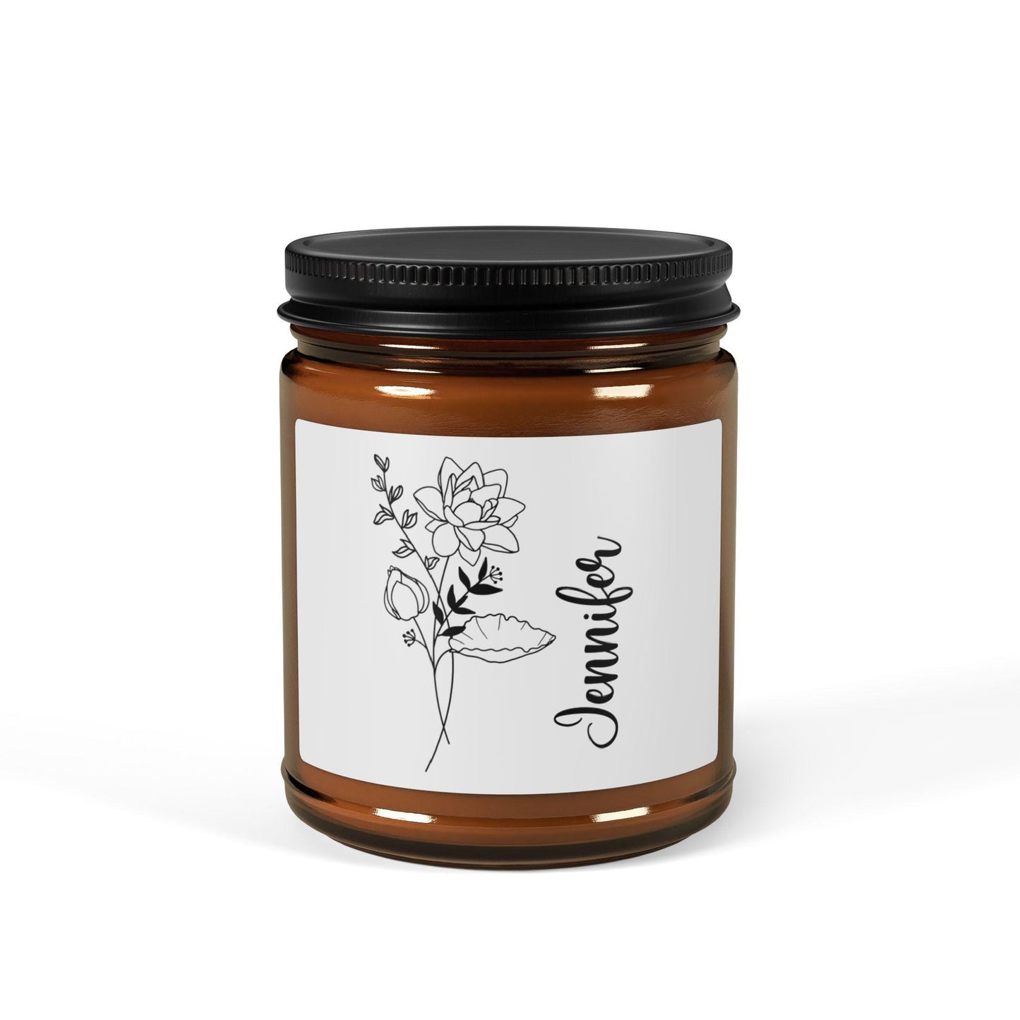 Custom Birth Flower Candle, Personalized Birth Flower Candy, Birthday Gift for Her, Friend Gift, Bachelorette Gift, Soy Candle