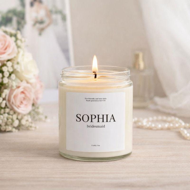 Custom Bridesmaid Name Gifts, Personalized Bridesmaid Candle, Bridesmaid Proposal Box Idea, Bridesmaid Wedding Gifts, Bridal Party Gifts