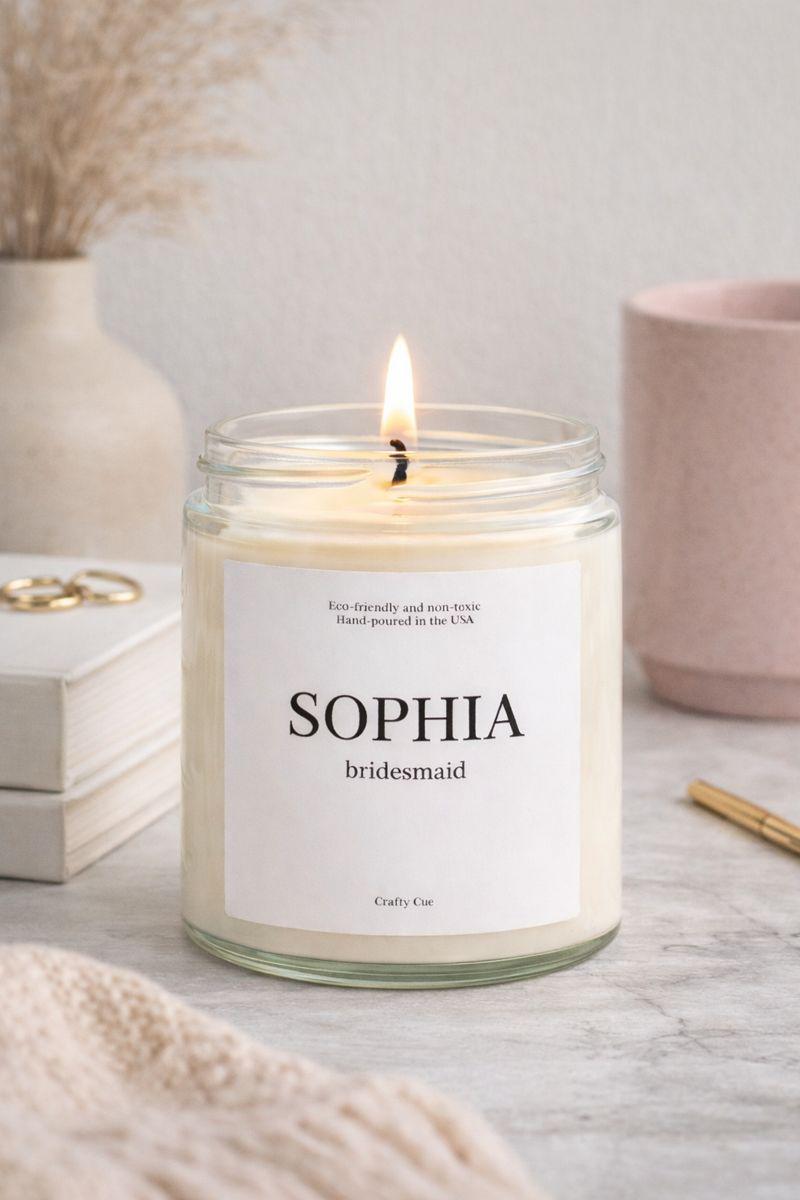 Custom Bridesmaid Name Gifts, Personalized Bridesmaid Candle, Bridesmaid Proposal Box Idea, Bridesmaid Wedding Gifts, Bridal Party Gifts