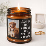 Dog Parents Engagement Gift, Custom Pet Photo, She Said Yes Present, Dog Mom And Dad Bridal Gift, Personalized Amber Jar Candle, Soy Candle