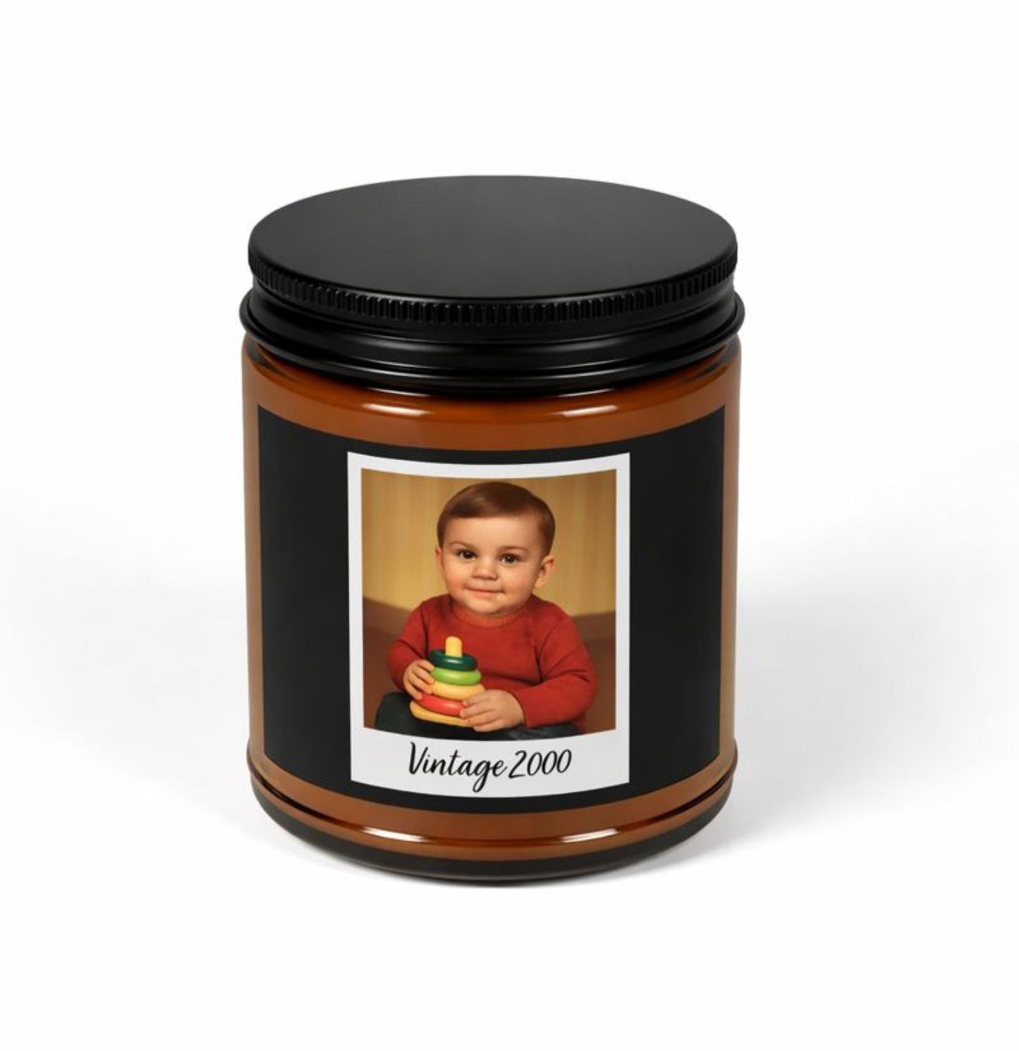 Custom Photo Scented Candle, Personalized Picture and Year, Gift for Her, Mother's Day Candle, Birthday Present, Vintage Year Soy Candle