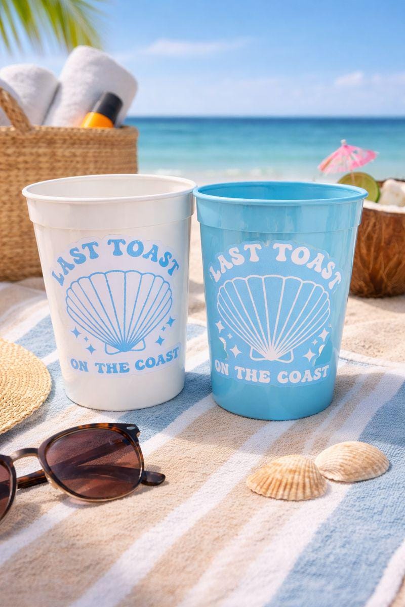 Last Toast on the Coast Cups, Coastal Bachelorette Party Favors, Bachelorette Party Cup, Beach Bach Cups, Beach Wedding Cups, Bach Party Cup