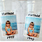 Custom 16oz clear party cup with your photo, name, or year. Personalized plastic cup for birthday favors, weddings, graduations, and party decorations.