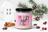 Merry and Bright Candle 9oz Soy Candle | Holiday Scented | Merry and Bright Christmas Gift, Christmas Gift for Her | Cute Christmas Gift