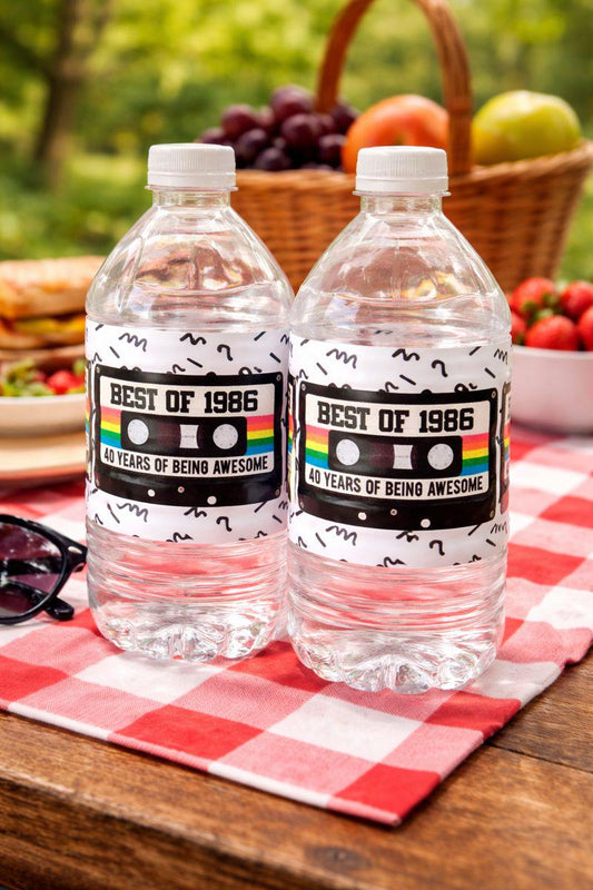 40th Birthday Water Bottle Labels 40th Birthday Water Bottle Favors 1985 Cassette Tape Water Bottle Labels 1985 Favors Vintage 1985