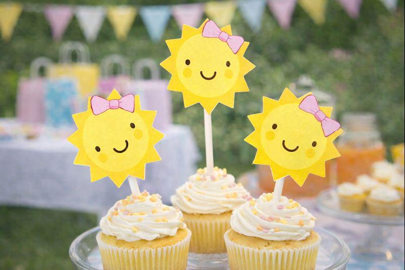 Sunshine Cupcake Toppers, Sun Cupcake Toppers, Girl Sunshine, You are my sunshine