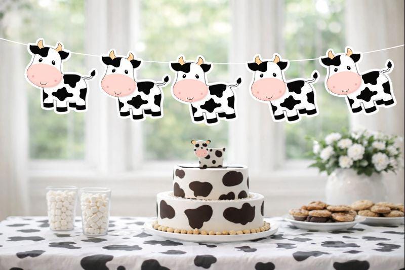 Cow Garland, Cow Banner, Cow Birthday, Farm Birthday, Cow Party Supplies