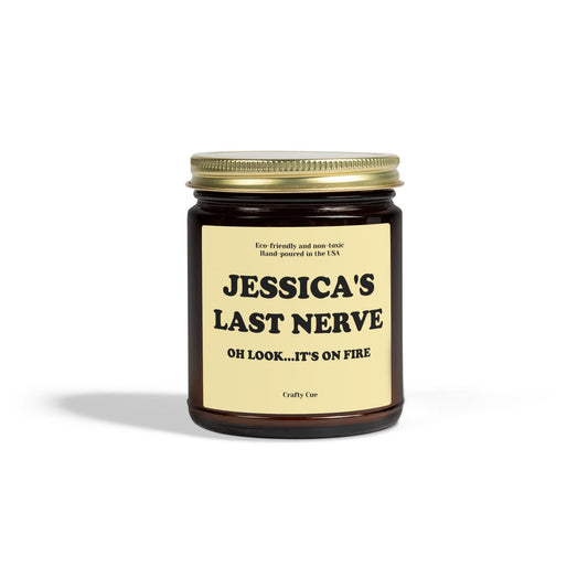 Personalized Last Nerve Scented Soy Candle, Custom Name Candle, Custom Candle Gift, Funny Candle, Funny Gift for her him, Coworker, Employee