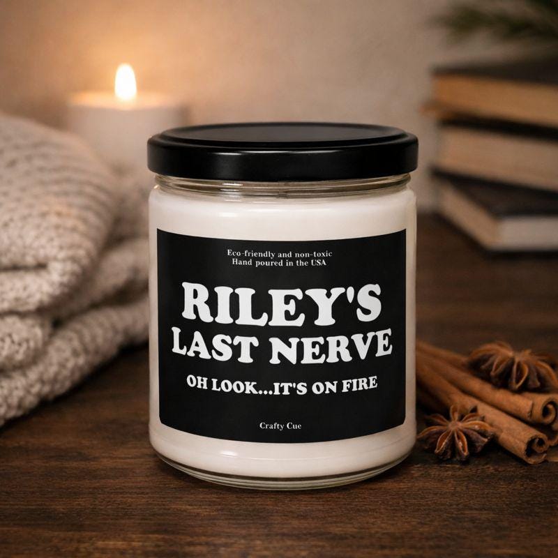 Personalized Last Nerve Candle, Custom Name Funny Soy Candle Gift for Coworker, Friend, or Boss, Dad, Her, Him, Mom, Employee, Funny Gift