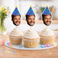 Photo Cupcake Toppers, Face Cupcake Toppers, Face On A Stick Cupake Toppers, Picture Cupcake Toppers, Face with Hat Cupcake Toppers, Funny