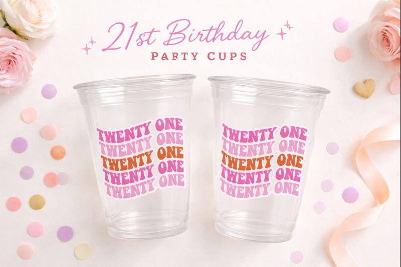 21st BIRTHDAY PARTY CUPS 21st Birthday Party 21st Party Decorations 21st Party Favors Vintage 2002 Birthday 2002 Party Legally 21 Finally 21