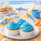 Crafty Cue Shark Cupcake Toppers, Shark Birthday Party Decor, Ocean Theme Cupcake Picks, Under the Sea Party Supplies, Shark Party Cake Toppers