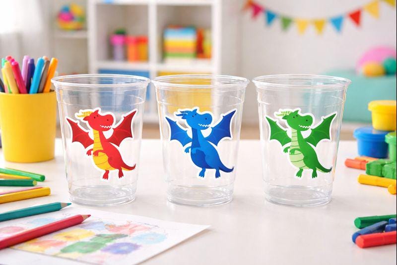DRAGON PARTY CUPS - Dragon Birthday Cups Dragon Cups Drageon Birthday Party Cups Dragon Party Decorations Dragon Party Favors Dragon Favors