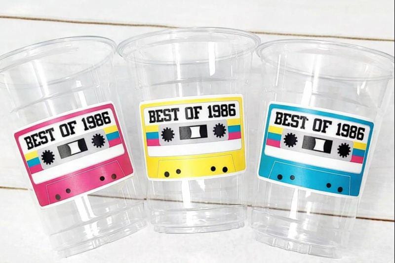 Crafty Cue 40th PARTY CUPS - Best of 1986 40th Birthday Party 40th Birthday Favors 40th Party Cups 40th Party Decorations 1986 Birthday 80s Party Cups